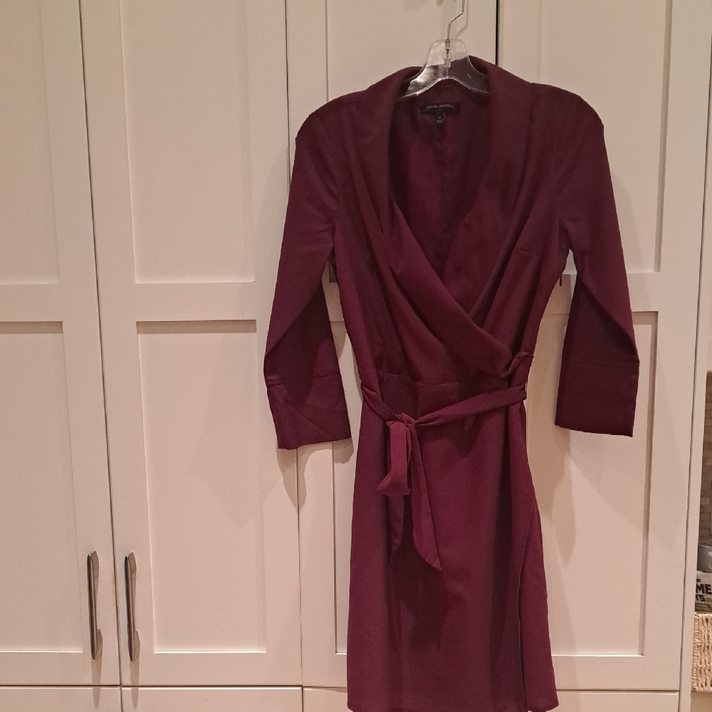 Banana Republic Wine Wrap Dress with Self-Tie Waist